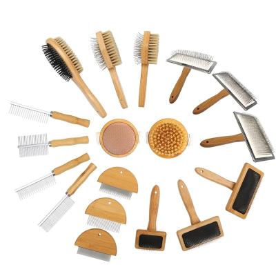 China Stocked Factory Wholesale Custom Logo Carbonized Bamboo Cat Grooming Products Flea Comb Dog Pet Hair Grooming Comb Brush for sale