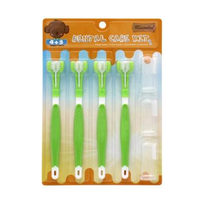 China Sustainable Factory Wholesale 7 In 1 Dog Dental Care Pet Cat Dog Toothbrush Set for sale