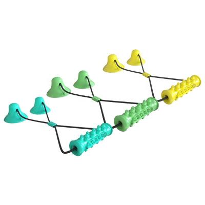 China Sustainable 2021 New Arrival Rubber Double Suction Cup Dog Toothbrush Chew Toys Pet Dog Tug  Activity Toy for sale