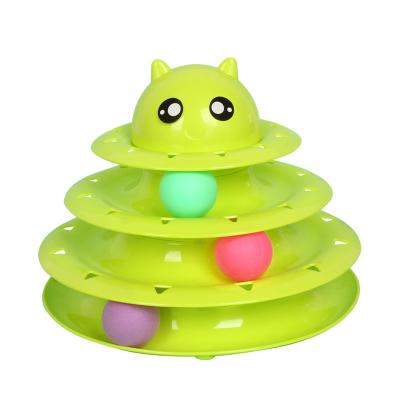 China Sustainable Training animal Christmas gift durable rubber removable 3 layer tower rotating pet dog cat chew ball toy ball for sale