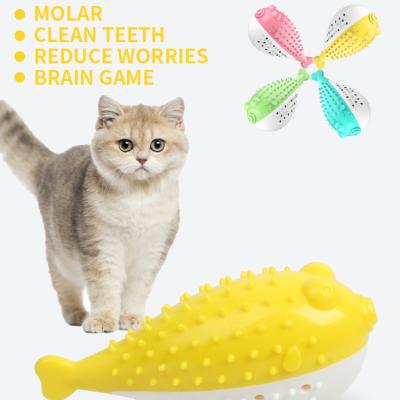 China Stocked Eco durable cute interactive pet training cat and dog chew toothbrush toy catnip interactive cat teeth grinding chew toy for sale