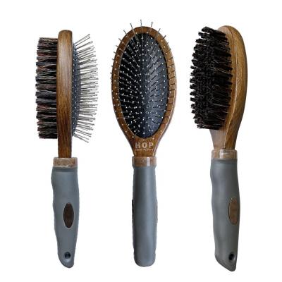 China Sustainable Factory Wholesale Single Double Sided Cat Dog Bristle Massage Brush Hair Removal Comb Pet Dog Grooming Comb for sale