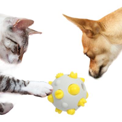 China Sustainable In Stock Low MOQ 2021 Funny Durable Rubber Pet Dog Toothbrush Chew Ball Toys for sale