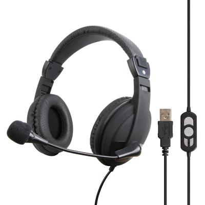 China Headband PC Earphone Black Design USB Earphone Classic Soft Using Cheap Headset With MIC for sale