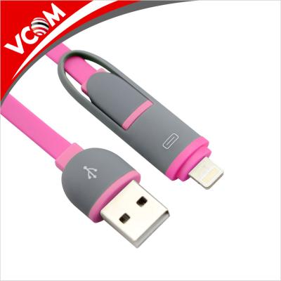 China Cheap Fancy VCOM factory usb data cable 2 colorful braided in 1 padding cable 10ft for sale