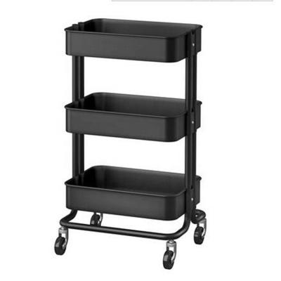 China 3-Tier Storage Rolling Cart Utility Trolley With Lockable Rolling Cart Storage Organizer Wheels for sale