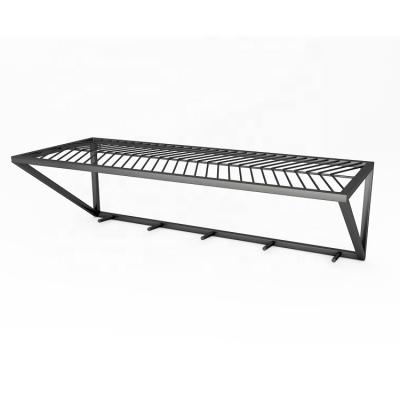 China Industrial Modern Home Entryway Metal Wall Cloth Shelf Fishbone Shoe Rack for sale