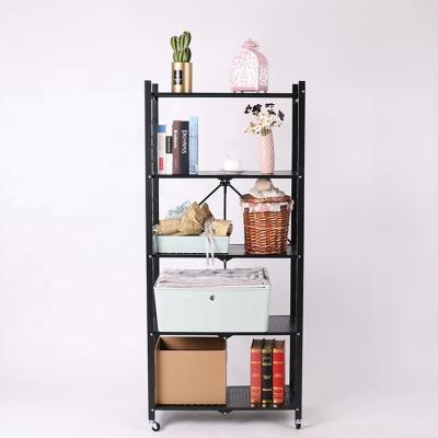 China Sustainable Space Saving Folding Kitchen Cart Storage Shelf Rack For Home Use for sale