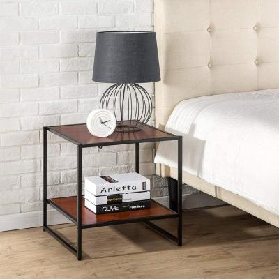 China Sustainable Home Hotel Steel Frame Solid Wood Side Table / End Table / Easy Assembly for sale