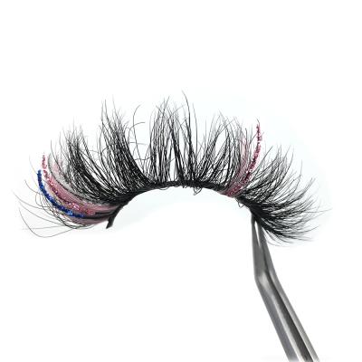 China Glitter Added To Color Lashes 2022 Glitter Lashes New Arrival Color Lashes With Glitter New Styles Glitter Lashes Colored Mink Lashes With Private Label for sale