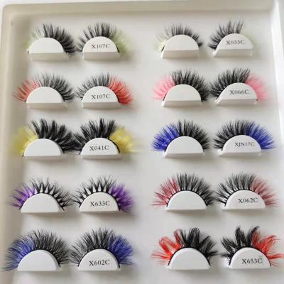 China 25-30 times colored eyelashes seller attractive faux mink colored lashes black with red highlights color-tinted lashes 2 toned lashes for sale