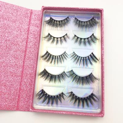 China Custom Makeup Charming New Beauty Product Mini Pink 5 Packs Lashes Book 5 Pairs Eyelash Pack for sale