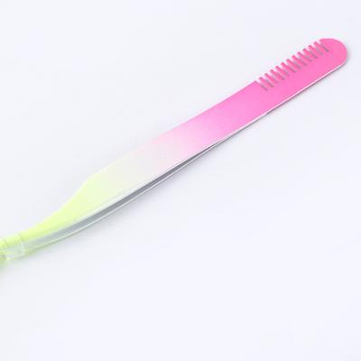 China 2022 New Style Stainless Steel Charme Style Colorful Private Label Multifunctional Eyelash Applicator Tweezers for sale