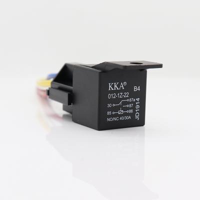 China AgSnO2 KKA-B4 40A 12V 5pin universal automotive relay and harness kit, with bracket, JD1914 car relay for sale