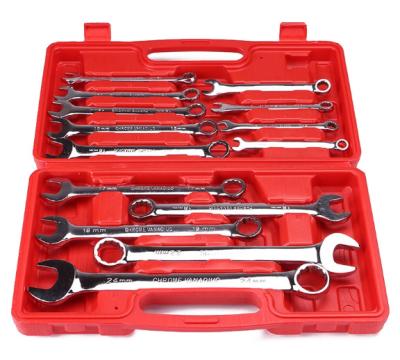 China Other 14Pcs Combination Wrench Set With Red Portable Tool Box for sale