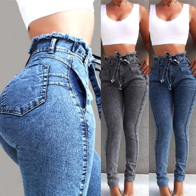 China QUICK DRY New Fashionable High Waist Slim Summer Lady Straight Pants Comfortable Tight Women Denim Jeans 2023 for sale