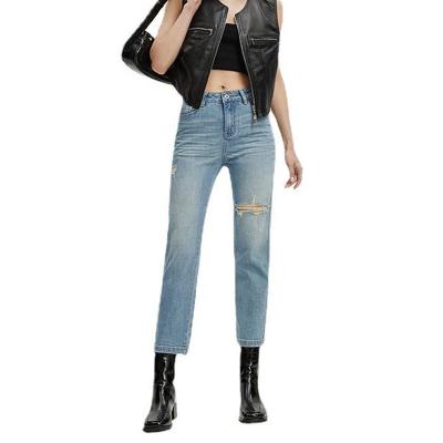 China QUICK DRY Best Selling Super Skinny Blue Slim Pencil Pants High Waist Ripped Demin Jeans Women for sale