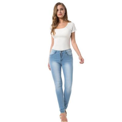 China QUICK DRY Custom high quality high rise four seasons slim comfortable korean jeans women for sale