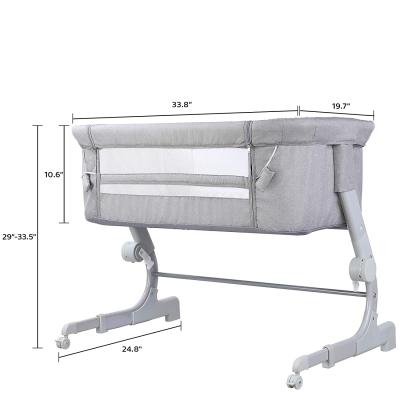 China China Supplier Gray Soft Comfortable Easy Folding Baby Crib Stable Foldable Safety Baby Cirbs,Baby Bed for sale