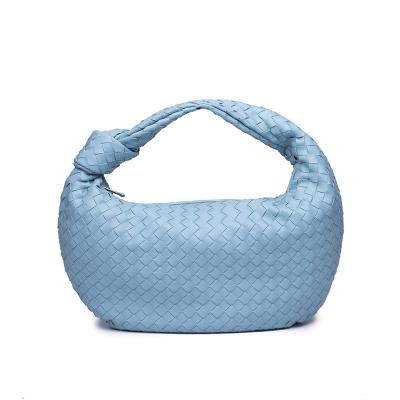 China 2020 New Women Handbag PU Woven Color Eco-friendly Portable Pure Bag By Dumpling Shaped High-end Leather Ladies for sale