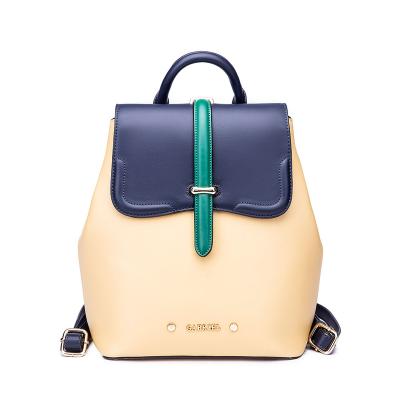 China 2020 New Fashion Color Matching Multifunctional Travel Bag Student School Bag All-match Anti-theft Soft Leather Backpack for sale