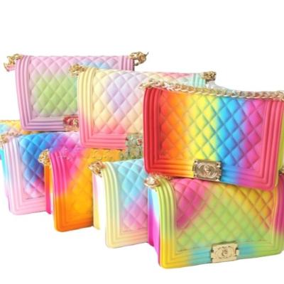 China 2021 Fashion Colorful Luxury Candy Colored Fashion Bags Wholesale Brands Handbag Famous Jelly Purses Shoulder Bag For Woman for sale