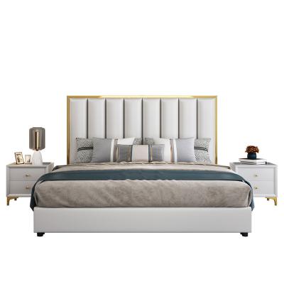 China Luxury Modern Single Leather King Size Bed Bedroom Furniture Double 1.8m (Other) High Quality Light Adjustable For Bedroom for sale