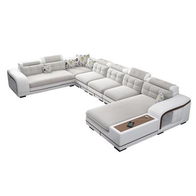 China (Height)Adjustable Living Room Sofa With Stereo Multifunction U-shaped Sofas 7-8 Seats Leather Music Sofa for sale