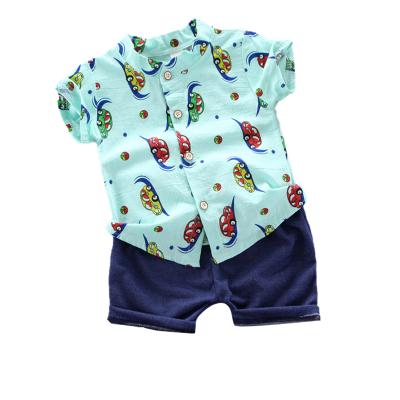 China High Quality Anti-shrink Kid Clothes Casual Car Shirt And Pants Two Pieces Baby Clothing Set for sale