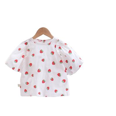 China Lovely Children's Clothing New + Short Sleeve Summer Short Sleeve Suit 2021 Strawberry Printing Two-Piece Clothing for sale