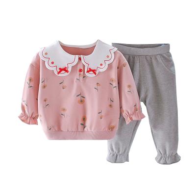 China 2021 New Girl's Clothing Set High Quality Children's Casual Lace Children's Two-Piece Dress Set Suit For Summer Autumn Wear for sale