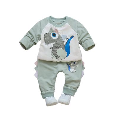 China Children 2021 New Design Girl Clothing Set Casual Children Two Piece Set Dinosaur Design Kids Clothes for sale