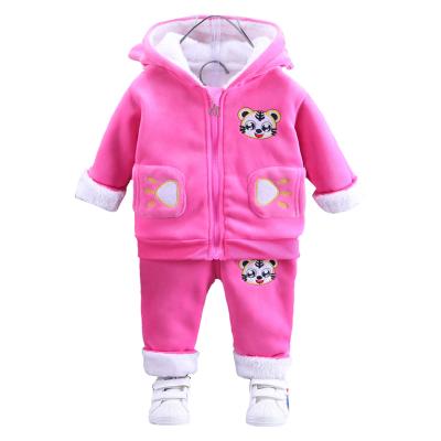 China Soft Hot Sale Girls Winter Clothes Thick Warm Hoodies+Pants Clothing Sets for sale