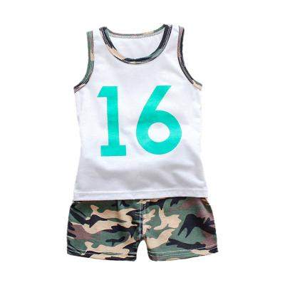 China Best Baby Boy Girl Clothing Set Letter Printing Anti-Shrink Vest and Short Pants 2pcs Set Camouflage for sale