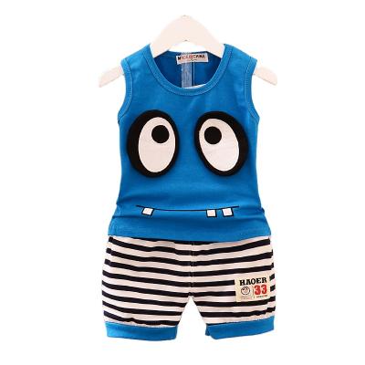 China Anti-Shrink Cute Hip-Hop Clothing Baby Sleeveless Vest &Striped Short Pants 2pcs Boys Sports Clothing Sets for sale