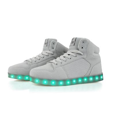 China 2021 Colorful Led Top Night Fashion Solid OEM Anti-odor High Sneaker Fabric Lightweight Shoes Men Shoes for sale