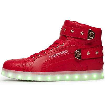 China 2021 New Design Fashion Sports Sneaker Lace Up Fill Led High Top Light Custom Causal Dancing Shoes for sale