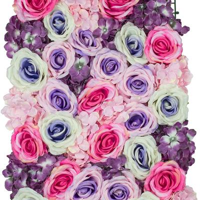 China Wedding Event Concert Silk Roses / Hydrangeas Flower Wall Backdrop Panel Wedding Flower Wall Backdrop for sale