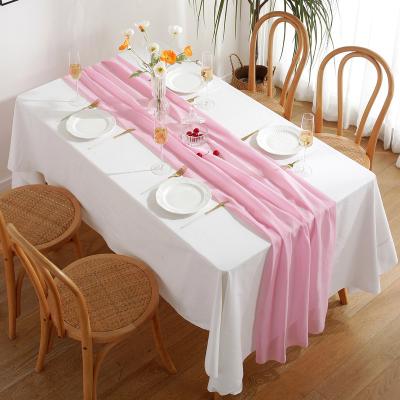 China Wedding Event Concert Chiffon Table Runner For Wedding Boho Rustic Wedding Party Shower Decorations Birthday Bridal Room for sale