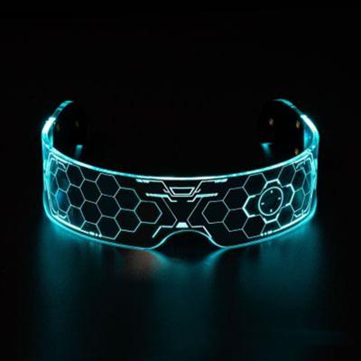 China Cyberpunk LED Non-Polarized Glasses With Batteries Flashing Fixed Light Colors Aim Locked Futuristic Glasses for sale