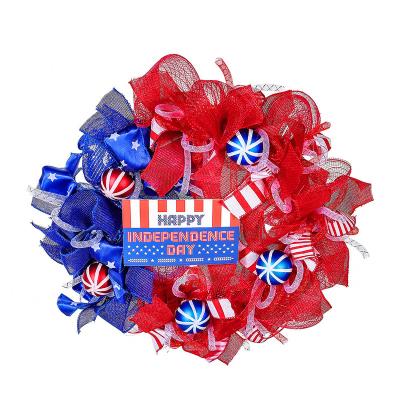 China Nice Handmade Independence Garland Spring Star Wreaths Simulation Garland Decoration Spring Star Wreaths Flower Independence Day Doorway for sale