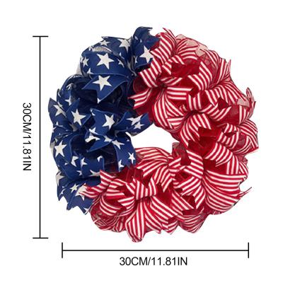 China Nice Flower 4th of July Decorations Wreath Patriotic American Independence Day Party Supplies Wreath for Front Door Decorations for sale