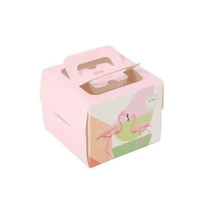 China Recycled Custom Birthday Cake Cardboard Box Board Materials Folding Cake Pastry Box Portable Packaging Paper Box for sale