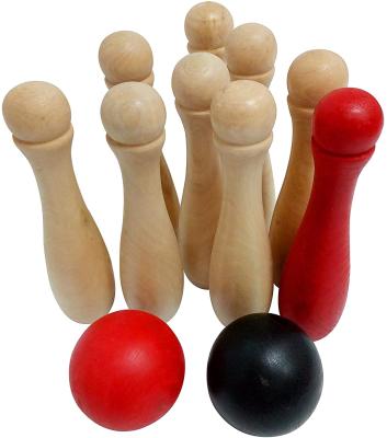 China 10 Indoor and Outdoor Game Indoor/Outdoor Game Wooden Pins Bowling Ball Lawn Bowling Game Fun, 2 Balls with Carry Bag for sale