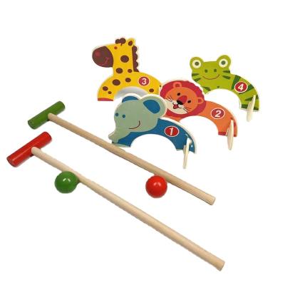 China Hot-selling Outdoor Game Wooden Yard Game Animals Printing Croquet Set Funny Games For Kids for sale