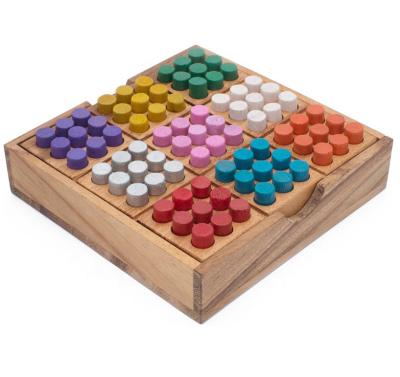 China Indoor Game/Handmade Luxury Wood Sudoku Outdoor Game Set Traditional Wooden Color Matching Sudoku Puzzle Game For Adults for sale