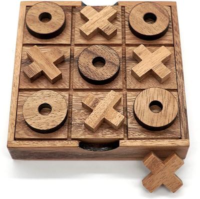 China Indoor Game/Rustic Decor Tac Toe Table With Storage Wooden Box Family Classic Wooden Tic Games Outdoor Game for sale