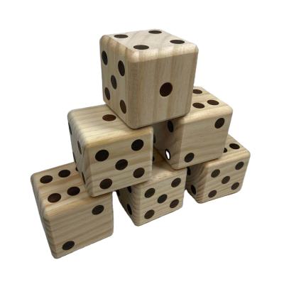 China Indoor Game / Outdoor Game Manufacturer Garden Yard Game Natural Wooden Giant Dice Set Game For Kids 6cm for sale