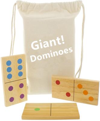 China Indoor Game / Outdoor Game Giant Wooden Classic Domino Game Set Colorful Numbers Dominoes Game For Kids Adults for sale