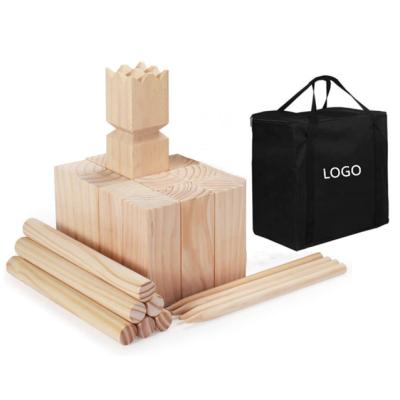 China Indoor Play & Classic Outdoor Game Lawn Game Pine Wood Throwing Kubb Game Set With Storage Bag for sale